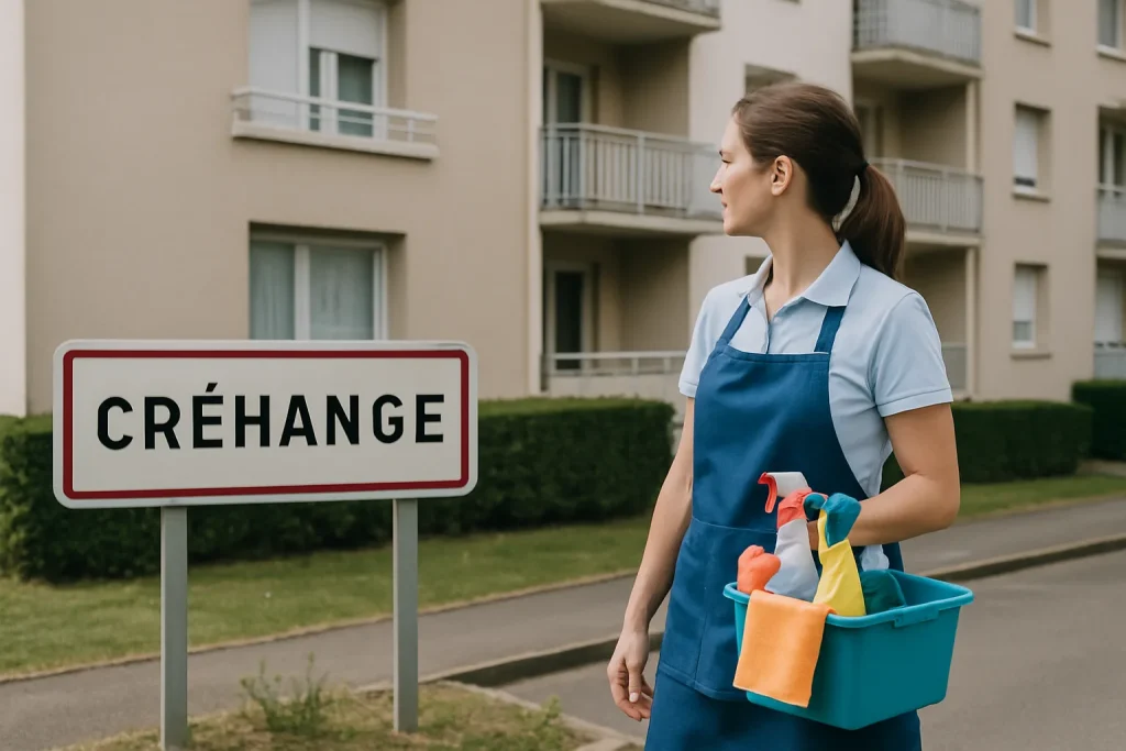 Équipe de nettoyage à Crehange utilisant des équipements modernes dans un bureau.