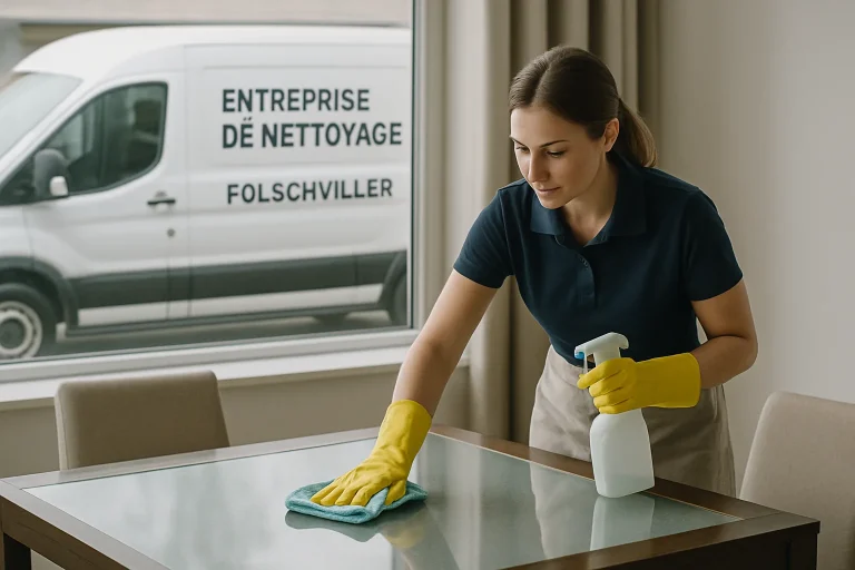 Professionnels du nettoyage effectuant des tâches de nettoyage dans une maison à Folschviller.