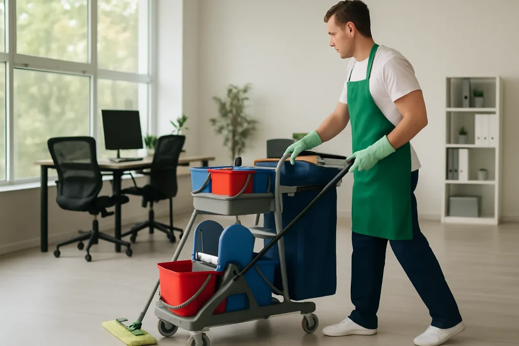Un agent de nettoyage effectue des travaux dans un appartement à AUGNY.