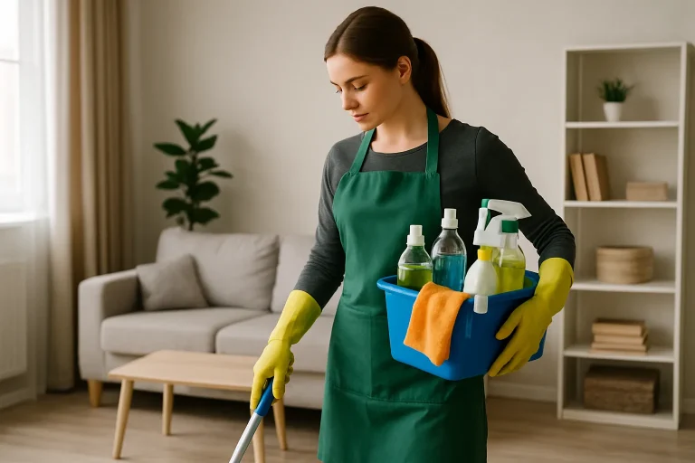 Équipe de nettoyage professionnelle à Hagondange, travaillant dans un appartement.