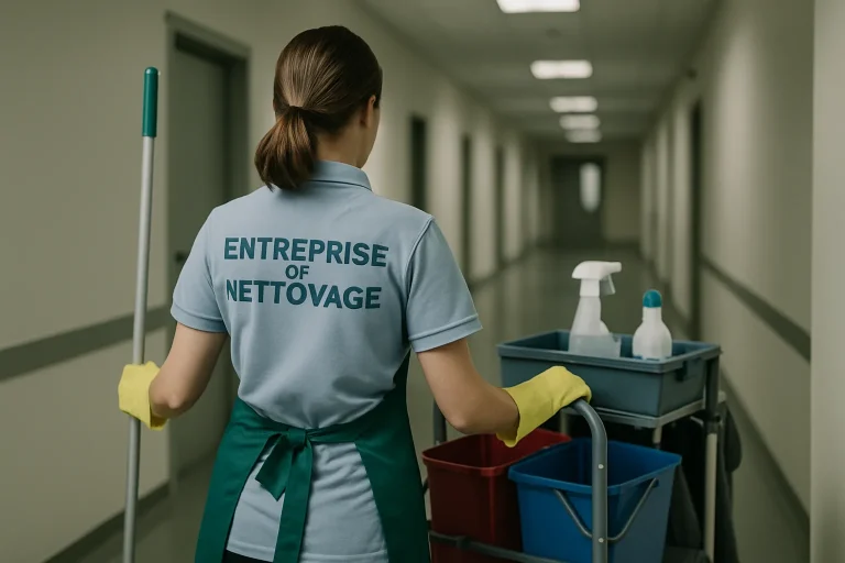 Technicien de nettoyage à Knutange utilisant un aspirateur dans un appartement.