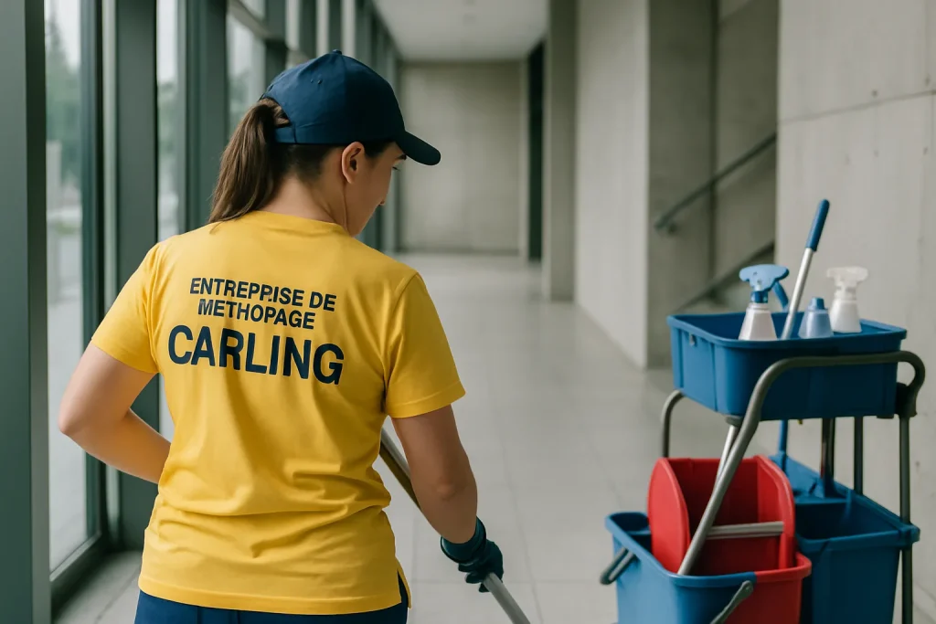 Professionnel de nettoyage à Carling désinfectant un appartement après un sinistre.