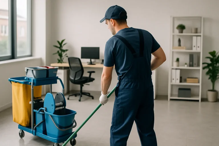 Équipe de nettoyage professionnelle à Dieuze utilisant des équipements modernes dans un appartement.