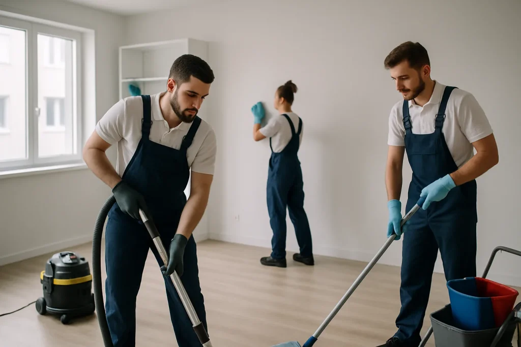 Professionnels effectuant un nettoyage après expulsion dans un appartement à Yutz.